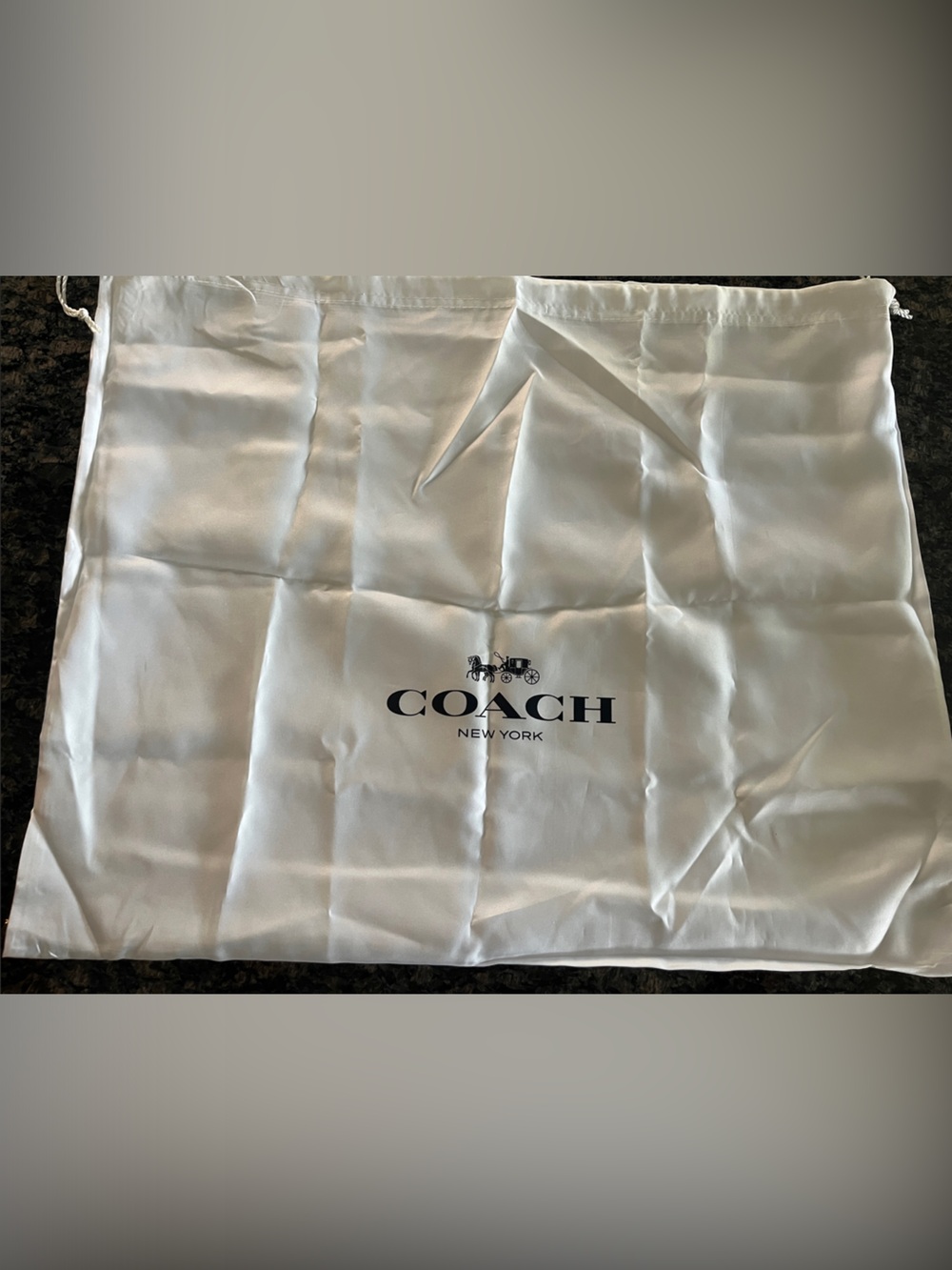 Coach White Satin Logo Drawstring Dust Bag